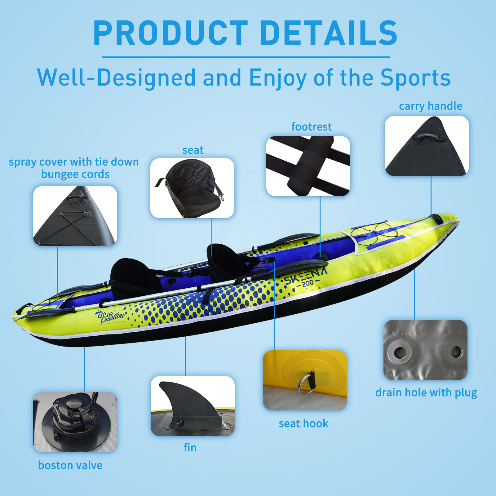 Adult Inflatable Fishing Canoe – Fishing Kayak Paddle Bewertung und Preis